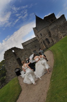 Bride walking up to Inchcolm Abbey inchcolm wedding 1