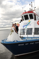 Posing on the Bow of Maid the Forth inchcolm wedding 4